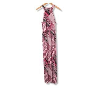 Trixxi Women's Sleeveless Halter‎ Neck Printed Maxi Dress Size Small